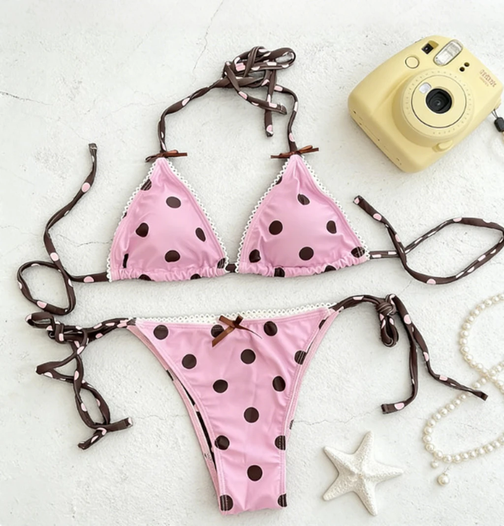 2 Pieces Bikini Set Swimsuit 2026 Vintage Low Waist Swimwear Women Swimsuit Vintage Bathing Suit Beach Monokini Female Swim Suit