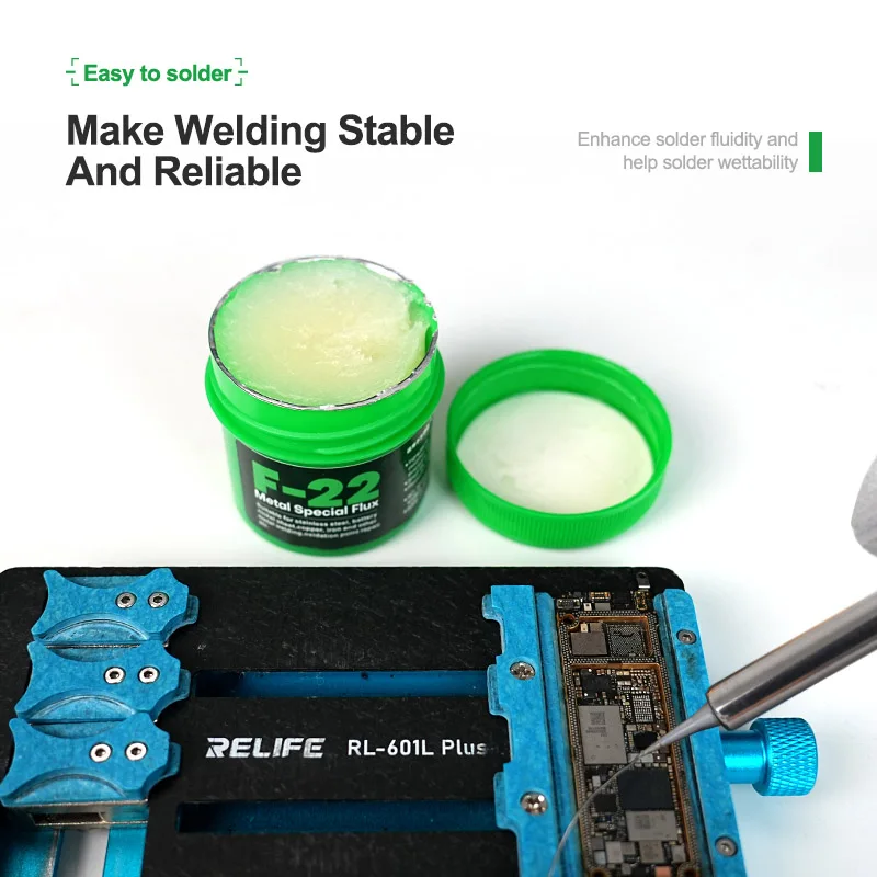 RELIFE F-22 Multi-functional Welding Flux for Stainless Steel/Nickel Sheets Soldering Repair High Insulation Resistance Paste