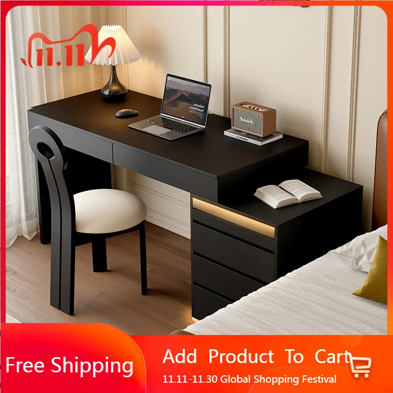 

Light Luxury Black Light Luxury Modern Wood Desgin Big Women Dressing Table Computer Comfortable Comoda Pra Quarto Furniture