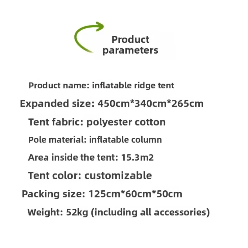 Ventilated Stable Outdoor Inflatable Tent with Carry Bag for Hiking