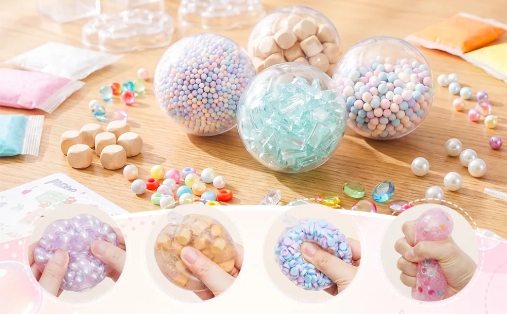 Maker Kit 6cm Ball Skins DIY Stress Ball Making Kit Slime 5cm Ball Skins Squishy Ball Maker Kit Clay Fillers Stress Ball Kit For