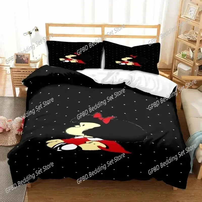 Home Textile Cartoons Mafalda Cover Duvet Cover Pillow Case Boy Girl Polyester Bedding Set King Queen Twin Size