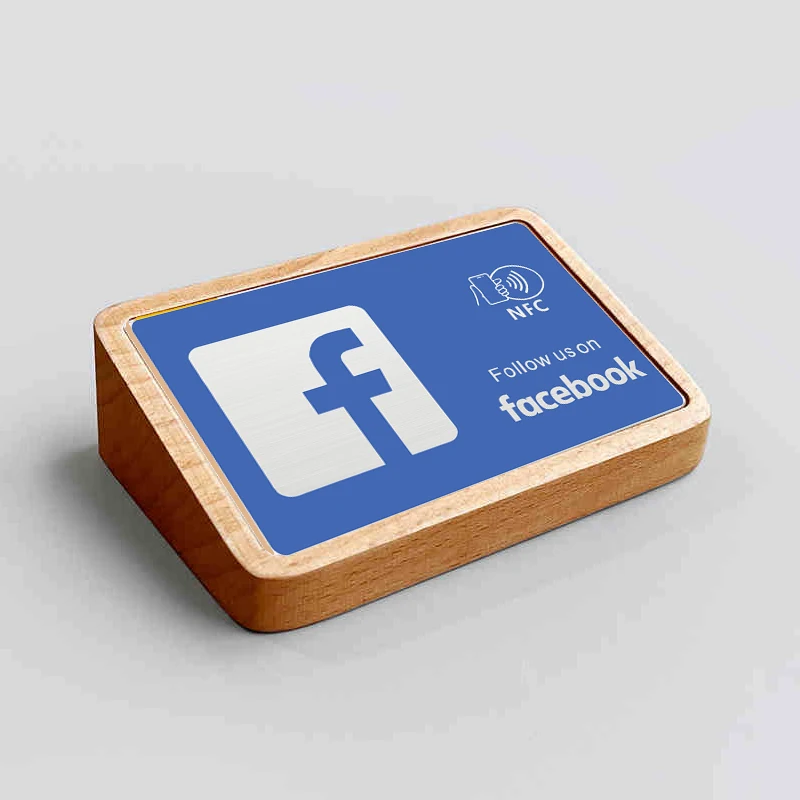 NFC Stand Display NFC Plate Plaque 2 in 1 for Google Review Wood Material Dispaly Sign