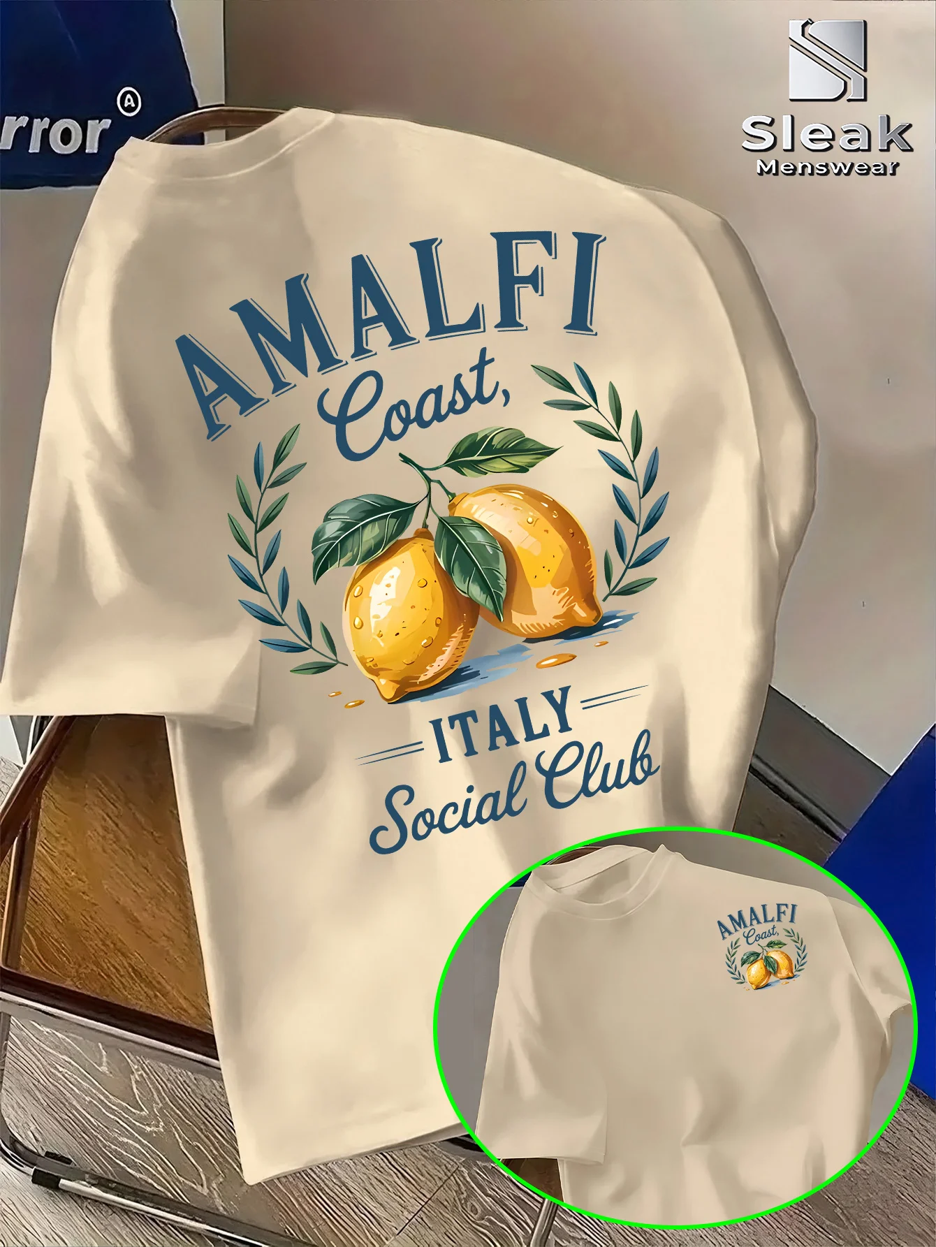 2026 Herren-T-Shirt mit italienischem Amalfi-Küsten-Zitronenmuster, Sommerliches Freizeit-Kurzarm-T-Shirt für den Urlaub, Outdoor-Sport-Oberteil – Detail 6