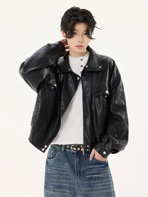 

Ретро американское мотоциклетное пальто из искусственной кожи с джатовым воротником для мужчин и женщин, весна-осень-зима, модная молодежная куртка