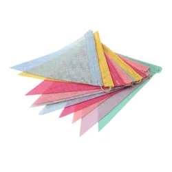4M Vintage Colorful Wedding Hanging Banner for Garland Imitate Burlap Linen Bunting Flags Pennant Happy Birthday Party Decor