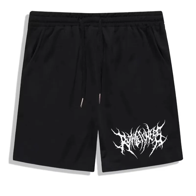 

Summer drawstring elastic waist shorts with pockets Y2K streetwear men's letter pattern drawstring waist shorts casual