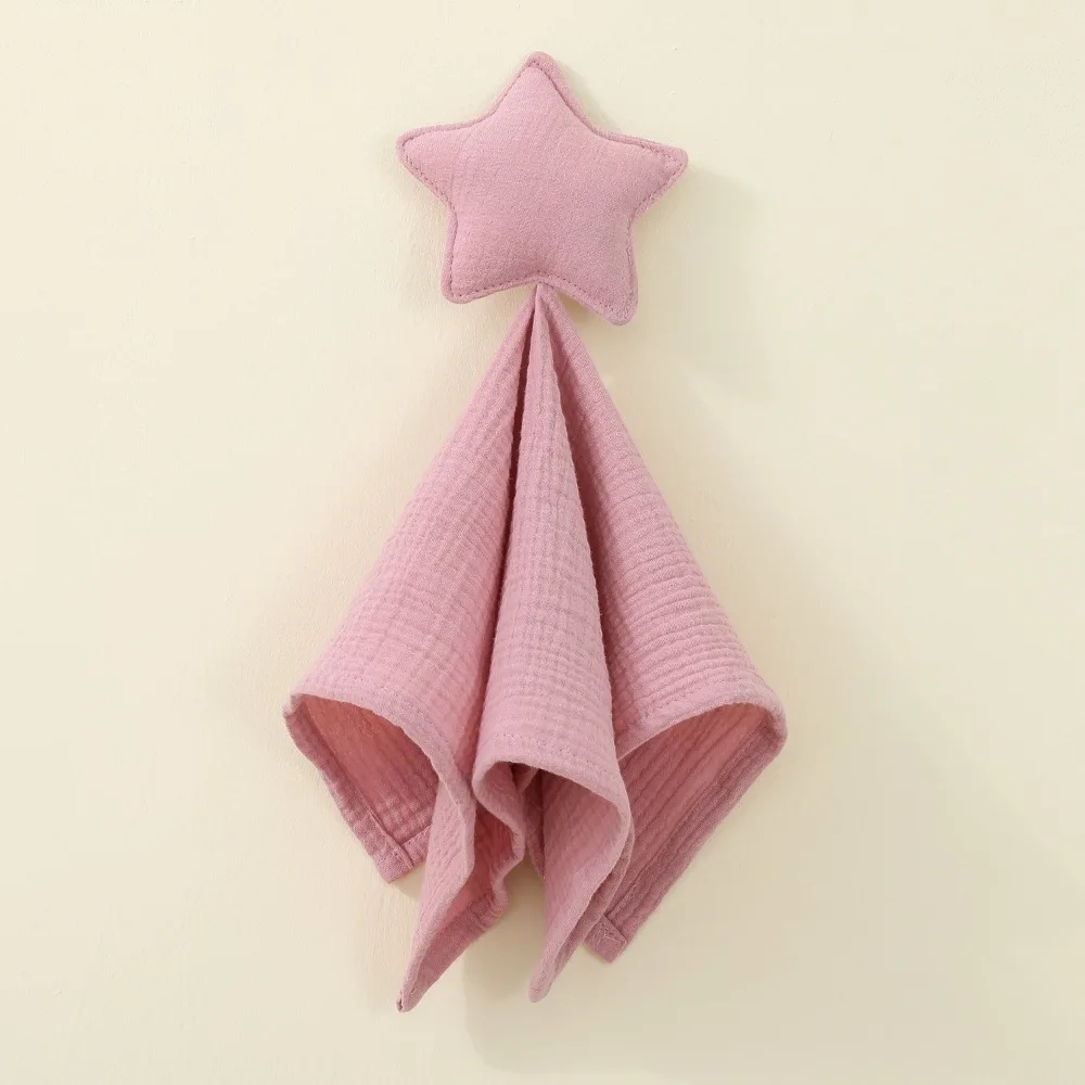 A Class Baby Security Blanket Pure Cotton Star Moon Shape Baby Lovey Doll Chewable Soothing Sleep Companion