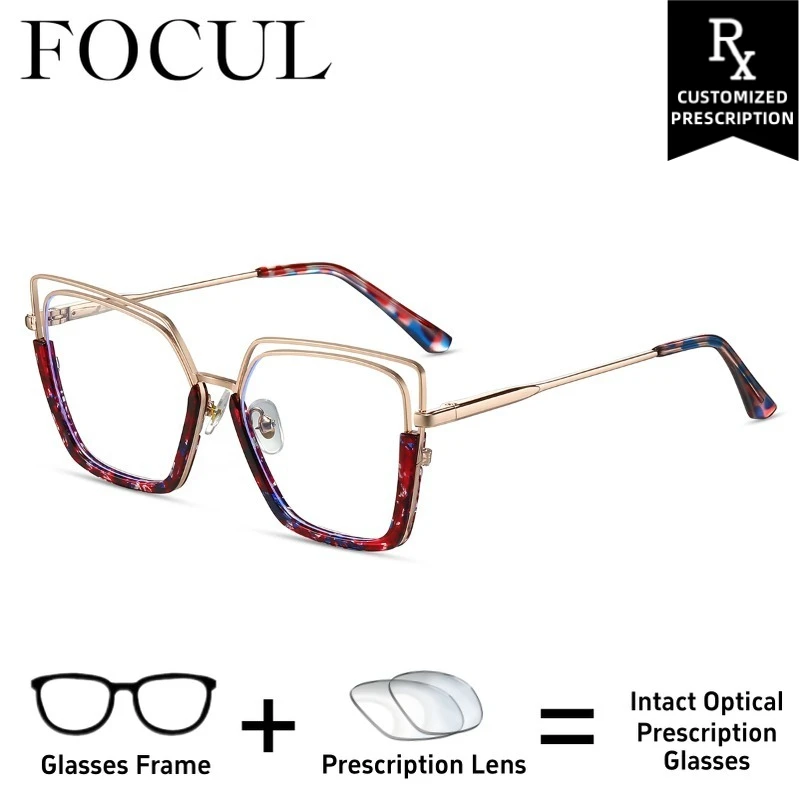 FOCUL Durable Frames Photochromic Myopia Eyeglasses Blue Light Blocking Technology Women Customized Prescription Optical Eyewear