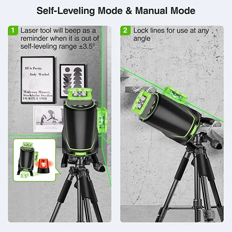 S04CG-L 4D Digital Green Laser Level Cross Laser Tool 16 Line Auto Slef Leveling