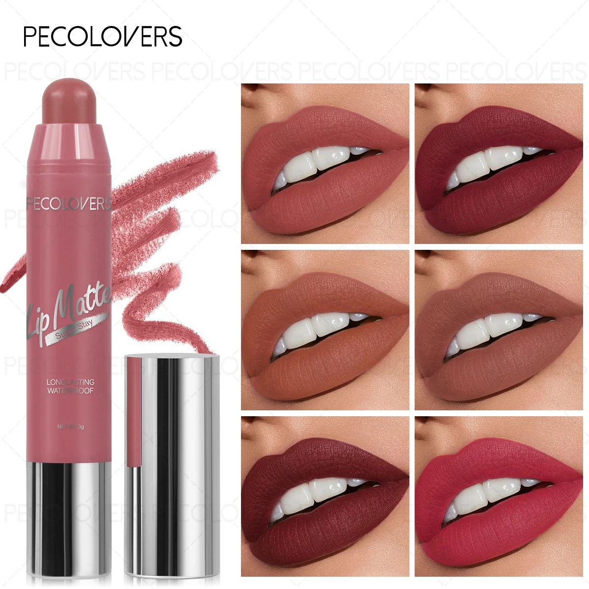 1 szt. Wodoodporna pomadka brązowa konturówka do ust aksamitna odporna na rozmazywanie nude matowa pomadka w pisaku długotrwała nieprzywierająca do ust