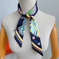 Brand Design Twill 100% Silk Scarf Luxury Fashion Scarf Women Foulard Skinny Bag Scarves New Hot Neckerchief Hair Headband 5