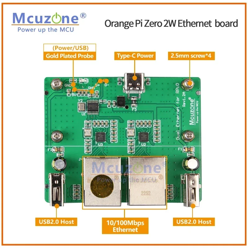 Orange pi zero 2w Ethernet-Erweiterungs karte Dual-USB-Host | Dual-Ethernet