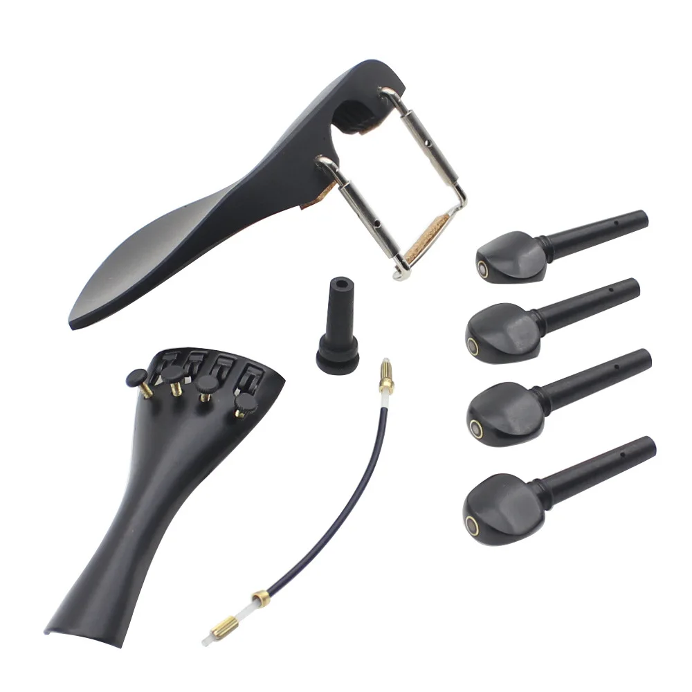 

Violin Ebony Hardware Kit Chinrest Mounting Screws Tailpiece Tailgut 4 Tuning Pegs Endpin