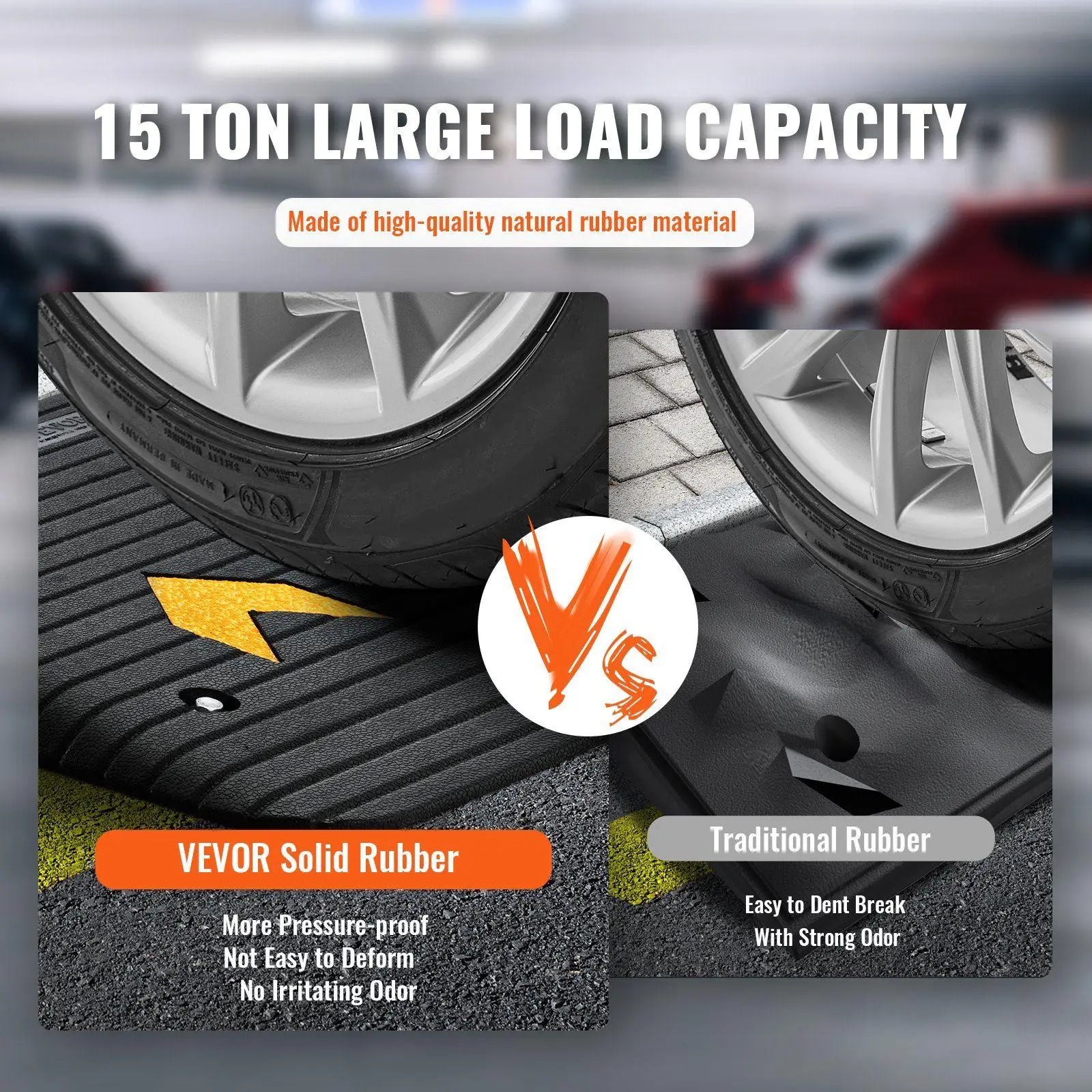 منحدر باب مطاطي معاد تدويره 4 بوصة ارتفاع 35.5 × 24.4 بوصة 33069 رطل سعة غير قابلة للانزلاق حواف مشطوفة قناة كابل #3