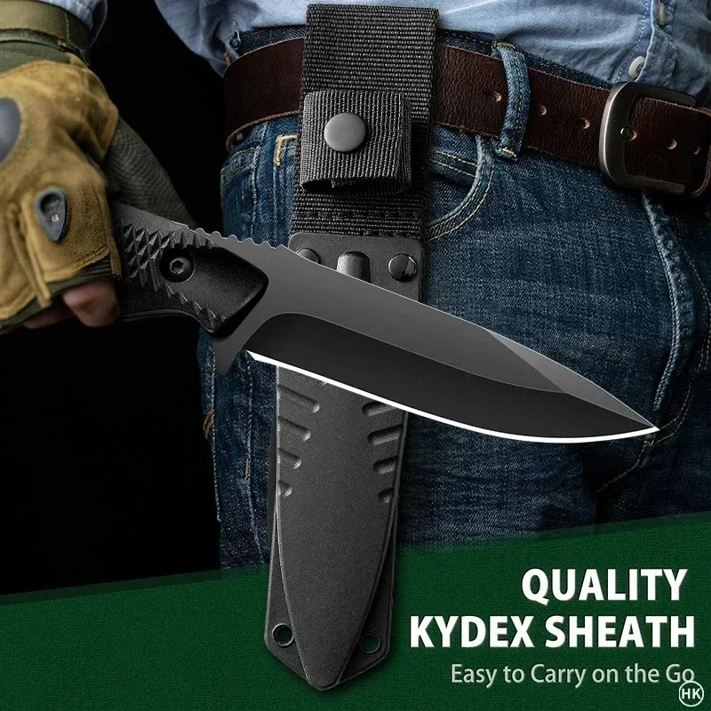 High Hardness Camping Hunting Survival Knife Fot Meat Cutting Outdoor Hiking Portable Sharp Fixed Blade Knife with Knife Sleeve