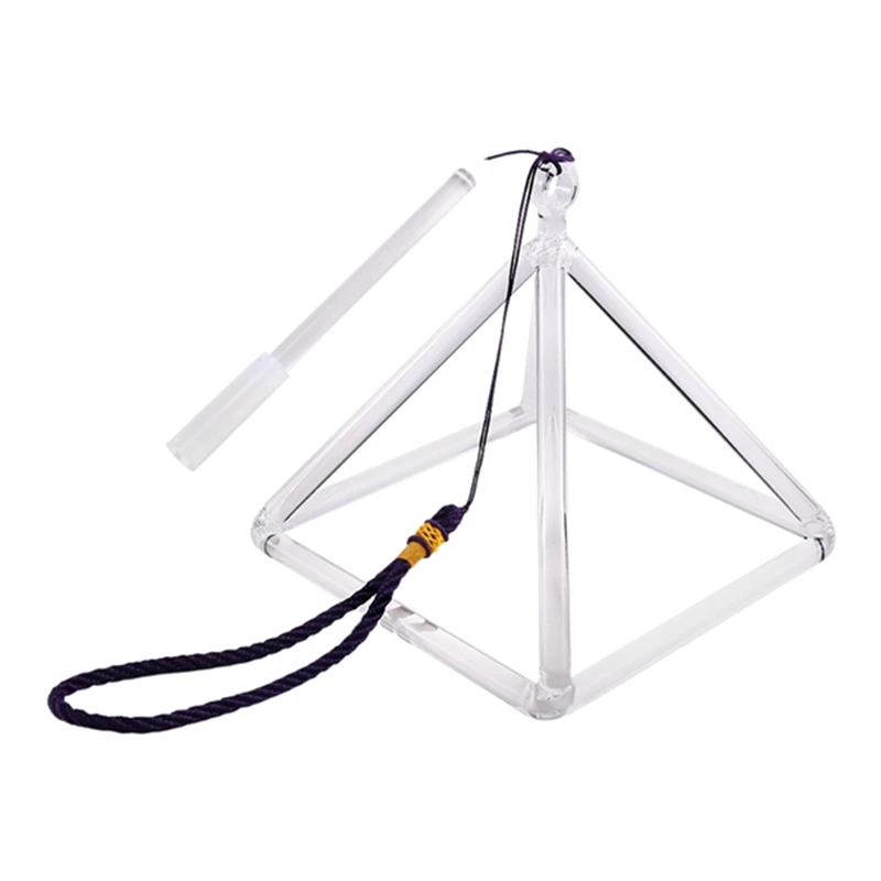 6inch Quartz Crystal Singing Bowl Sound Therapy Pyramid Yoga Meditation Transparent Tibetan Bowl Percussion Instruments-ABHG