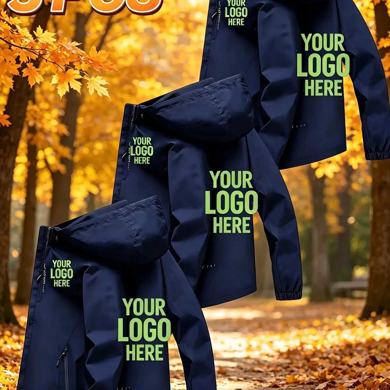 3 Custom Holiday-Themed Removable Hooded Jackets DIY Logo Design Casual Unisex Party Jackets for Men And Women Couples
