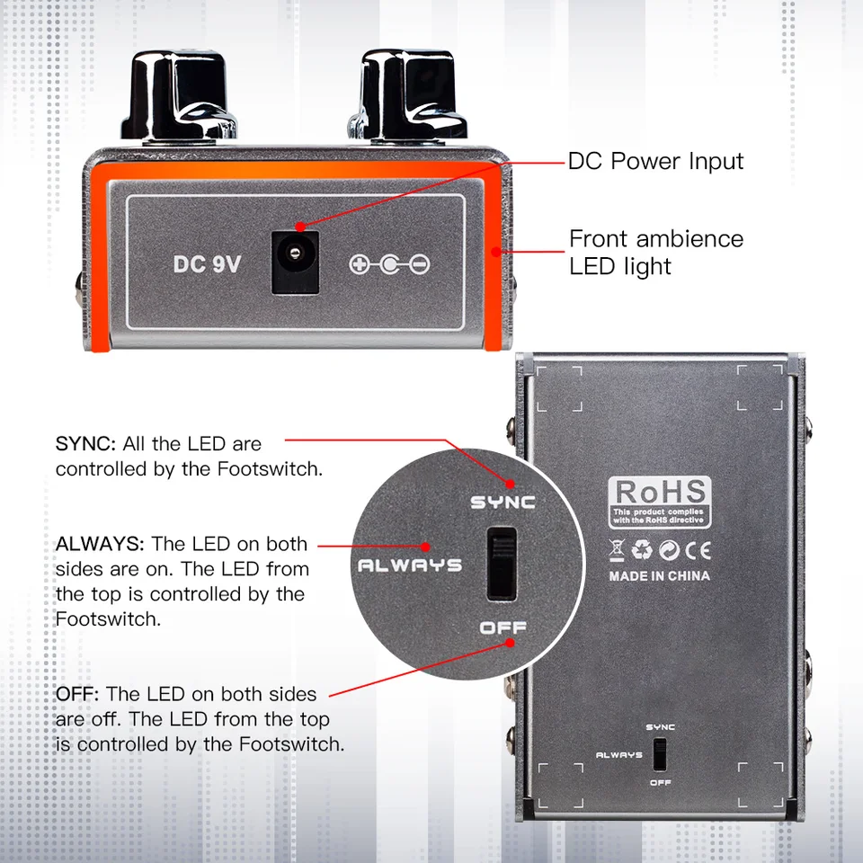 JOYO-R-02太一ギターエフェクトペダル、独自の音声制御ノブ、低ゲイン