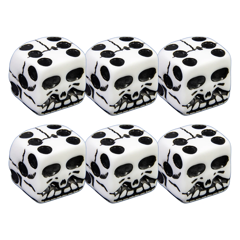 Criativo Skeleton Dice para Halloween, Funny Party Gift, Acessórios para Jogos de Tabuleiro, 6 Lados, Skull Dice, 2 Pcs, 6Pcs