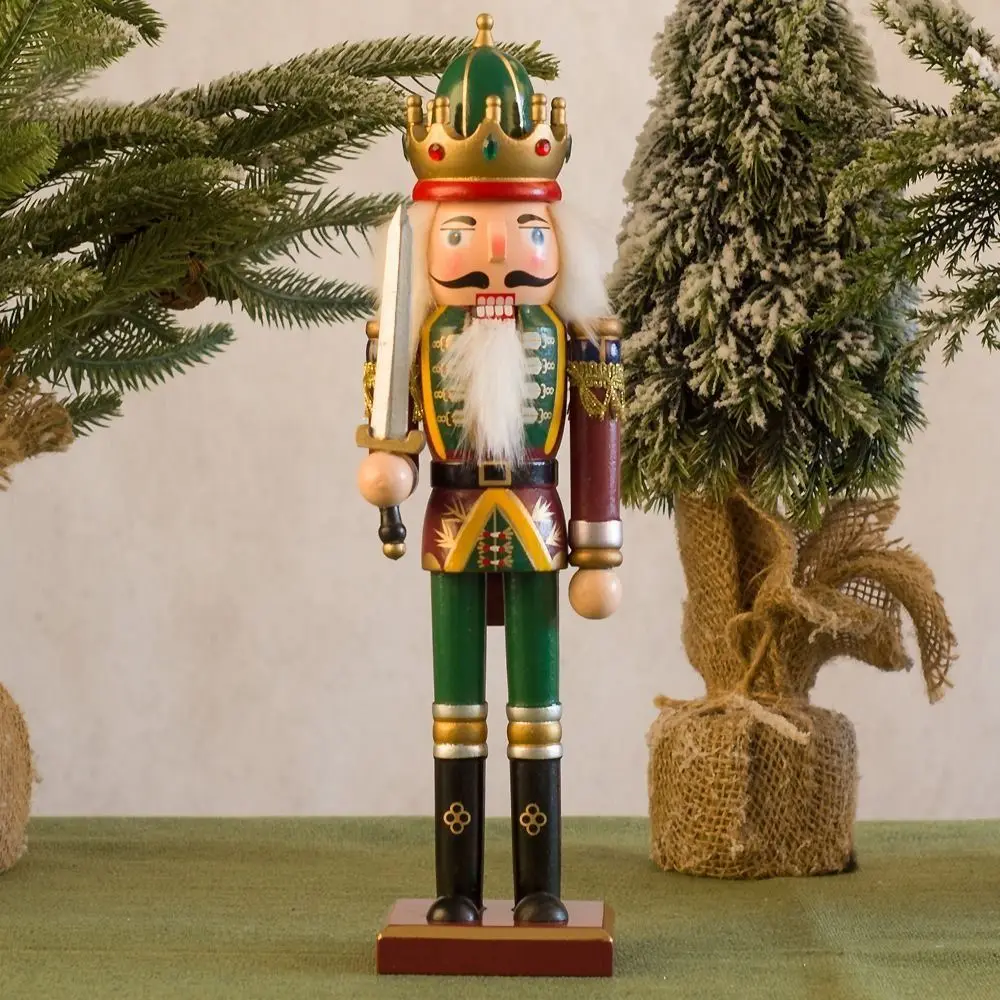 Fantoche vintage natal quebra-nozes artesanato rei soldado boneca 30cm criativo artesanato estatueta ano novo