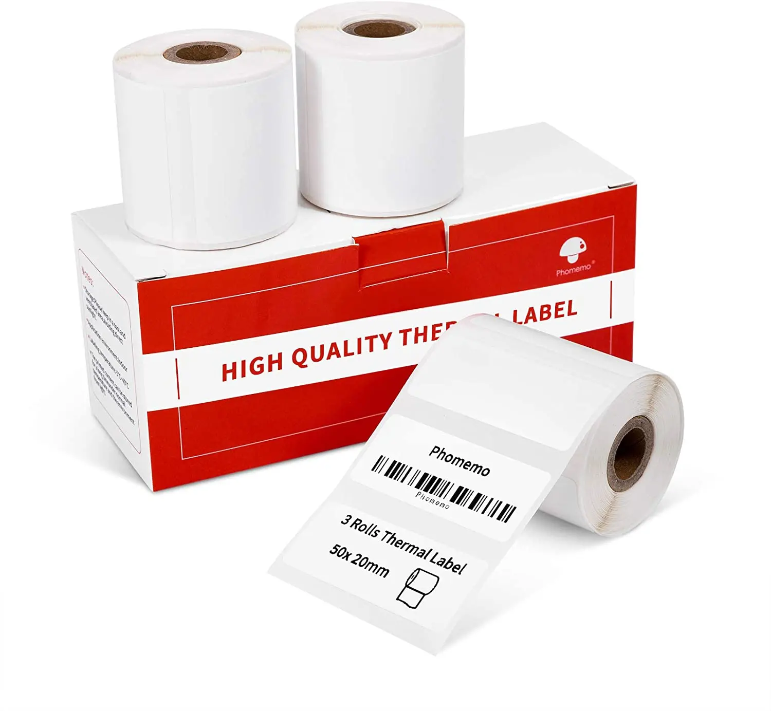 Phomemo 3 Rolls M110/M200 Thermal Paper Multi-Purpose Square Self-Adhesive Label, Black on White for Phomemo Label Printer