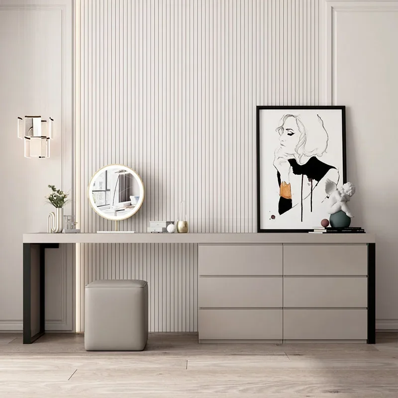 

Modern Dressing Makeup Vanities Dressers Drawer Mirror Lamp Lights Woman Chest Wooden Room Aesthetic Organizer Bedroom Furniture