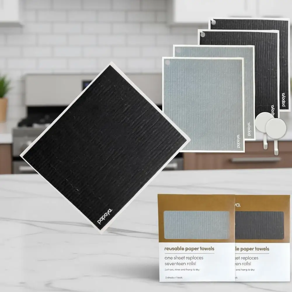 

Экологичные многоразовые салфетки, премиальные салфетки с крючками, салфетки, не царапающие поверхности, 4 листа вместо 17 рулонов, 2 крючка в комплекте