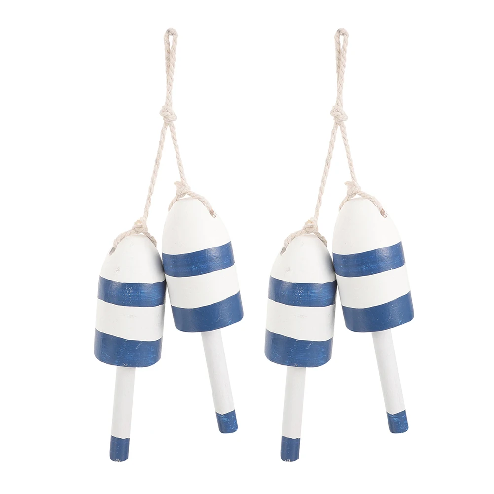 

2pcs Decor Vintage Nautical Themed Decor Beach Buoy Wood Craft Nautical Theme Home Ornament Bathroom Hanging
