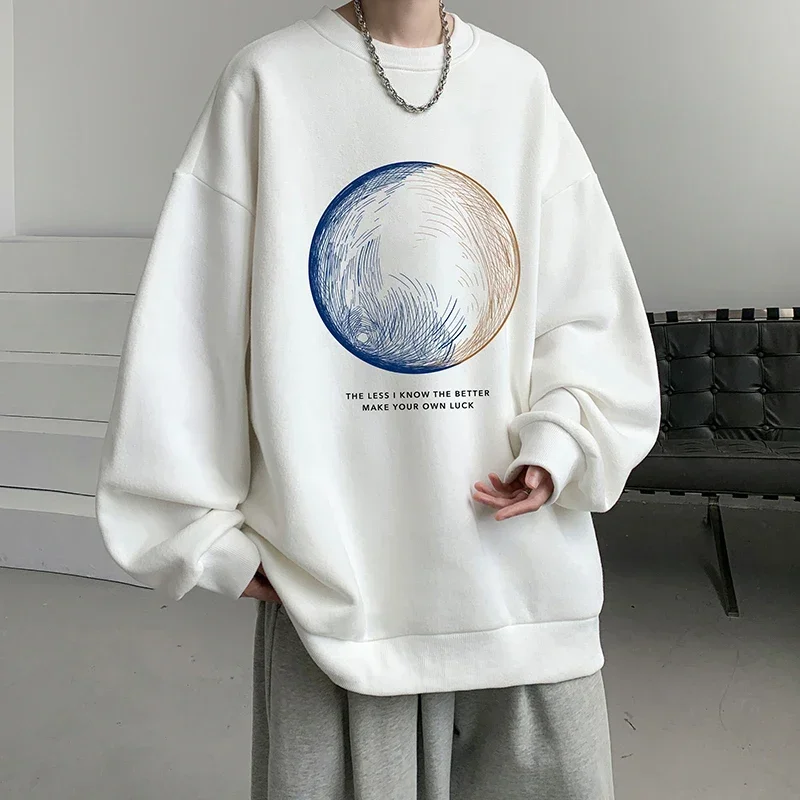 Men's Oversized Hoodie Autumn Fashion Moon Print Off White Hoodies Oversize for Men 5XL Unisex Casual Wear Male Sweatshirt