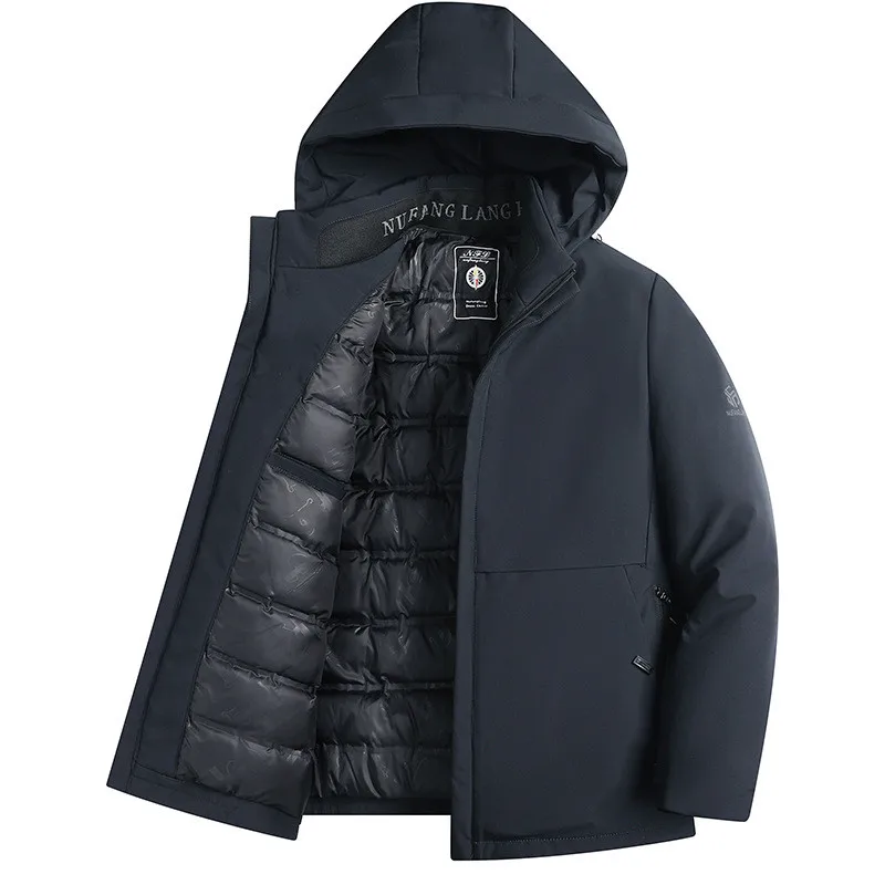 2022 Winter Men\'s Parka Thicken Warm Jacket Male Hooded Down Parkas Men\'s Fashion Zipper Pockets Windbreaker Down Jacket Coats