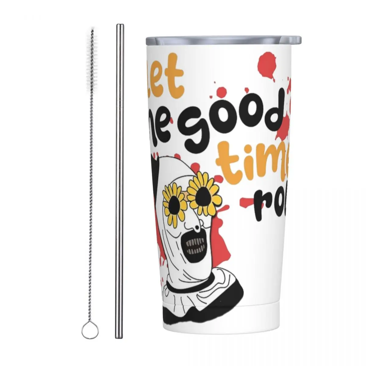 

Terrifier Art The Clown Insulated Tumbler with Straws Lid Stainless Steel Coffee Mugs Outdoor Portable Thermos Bottle Cup