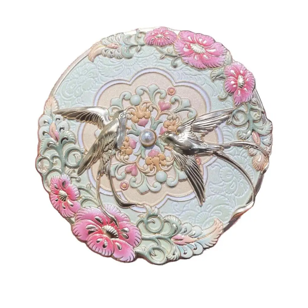 Miroir de Style Vintage chinois pivoine fleur délicate Mini miroir outils cosmétiques miroir de maquillage de poche Portable 1/2 pièces