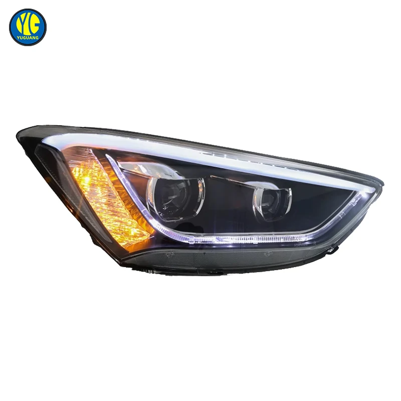 For Hyundai IX45 SantaFe Grand Santa Fe 2013 2016 Accessories LED Head Light Headlights Upgrade LED Demon Eyes Headlamp