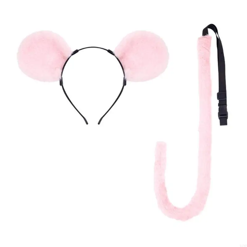 Y3NE Mouse Costume Accessories Mouse Ears Headband Tail Tutus for Halloween Cosplay