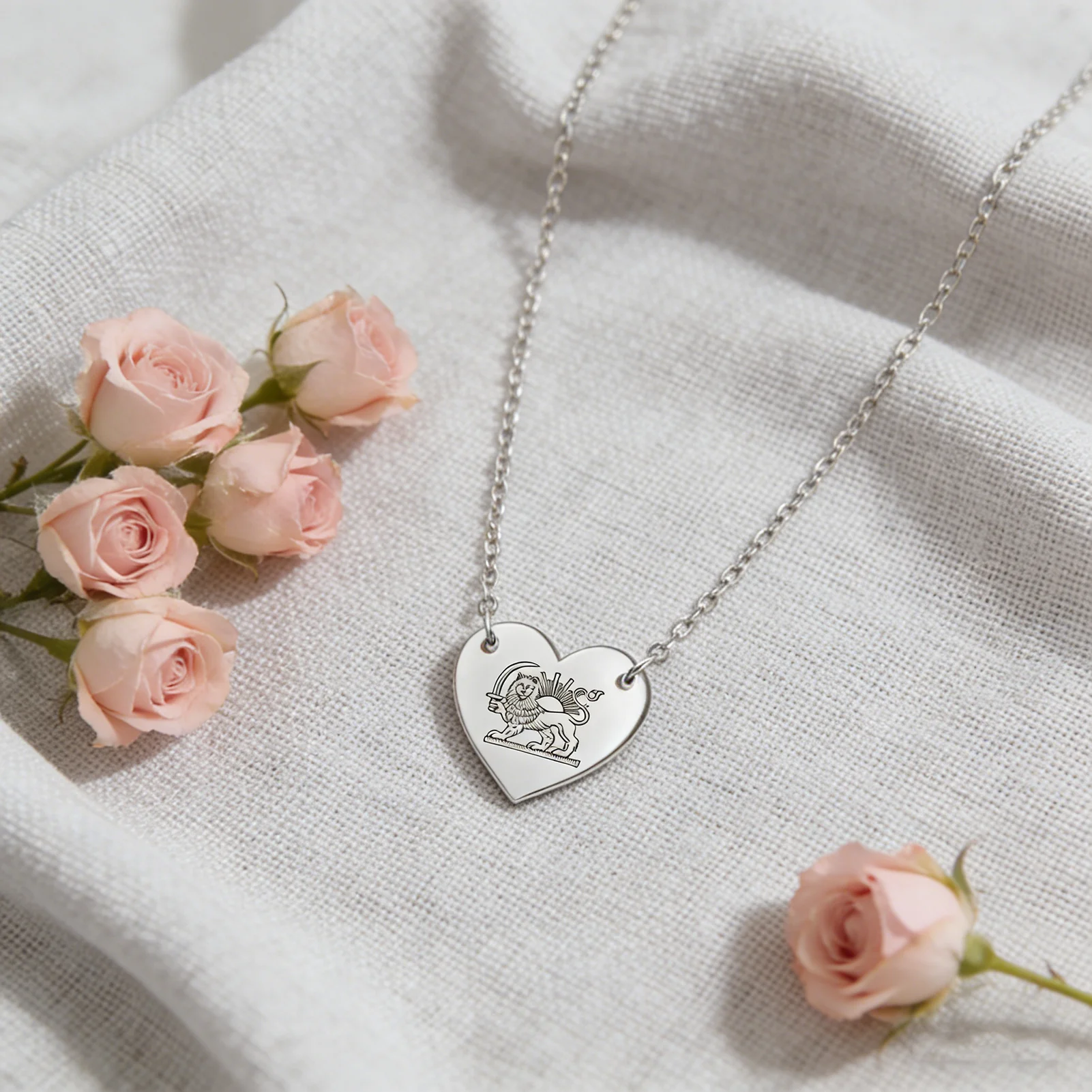 CoolTime Vintage Iranische Halskette mit historischem Löwen- und Sonnenherz-Anhänger für Damen und Herren, klassisches Iran-Symbol, Persien-Schmuck, Geschenk – Detail 5