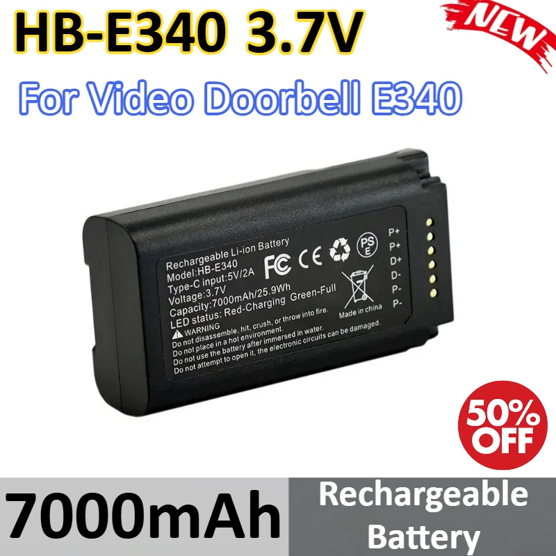 

HB-E340 7000mAh 3.7V Rechargeable Battery for Video Doorbell E340 Rechargeable Battery