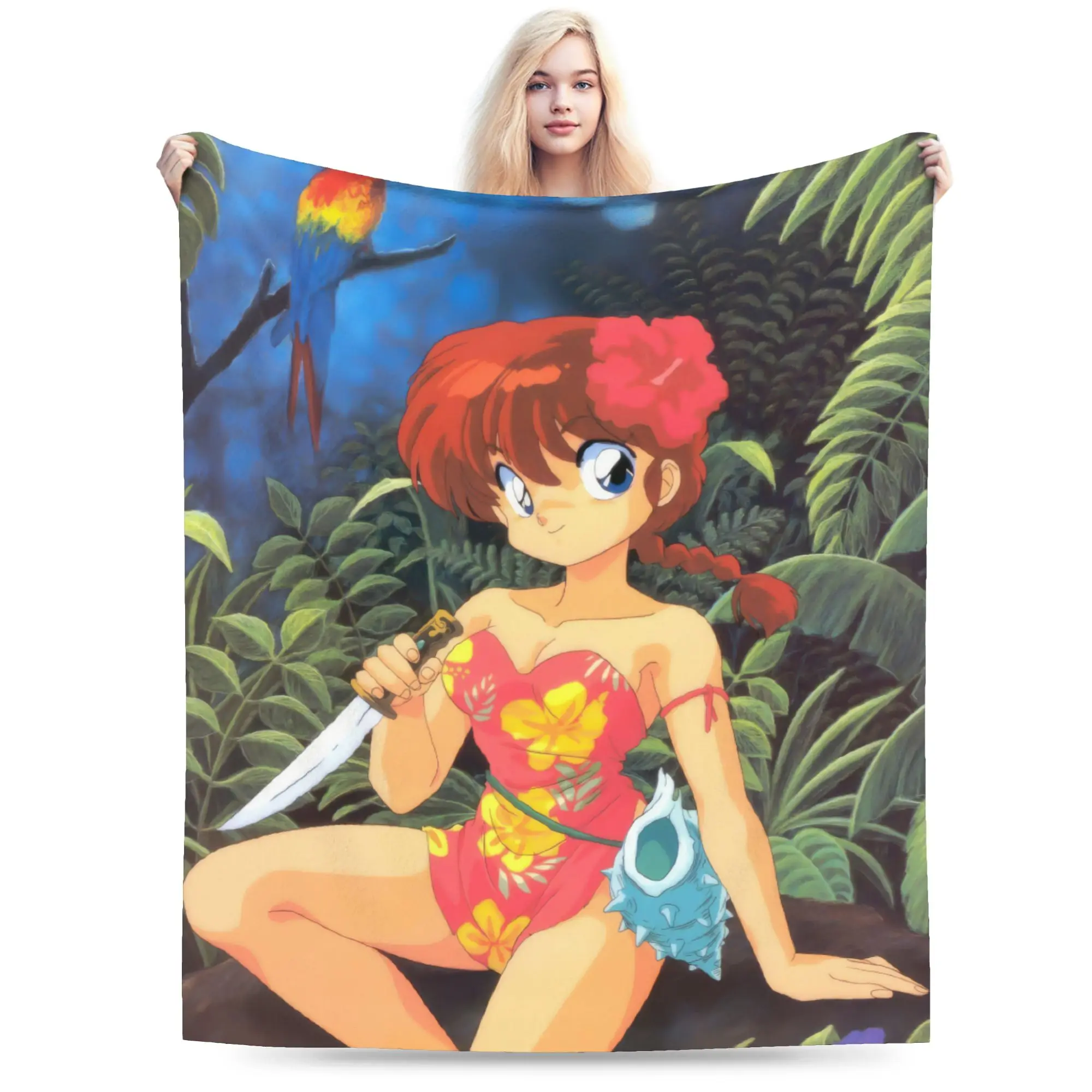 Ranma Japanese Anime Blankets Flannel Decoration  Portable Lightweight Throw Blankets for Bed Office Bedspread