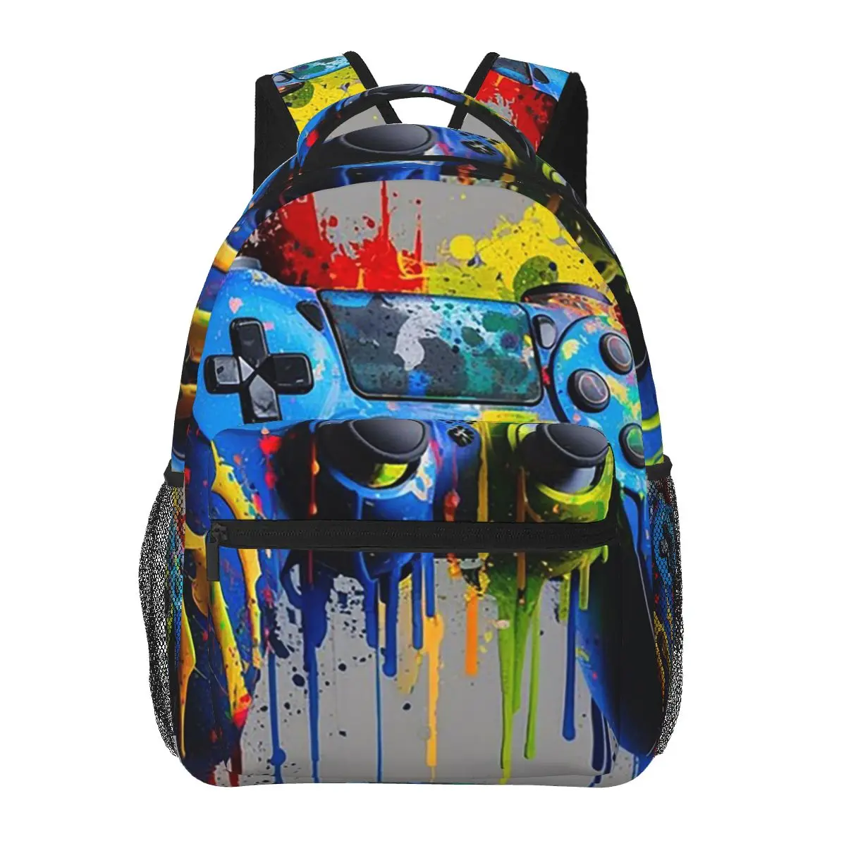 

Colorful Graffiti Abstract Gamer Gamepad Student Backpack School Bag Hiking Travel Daypack for Men Women Bookbag Shoulder Bags