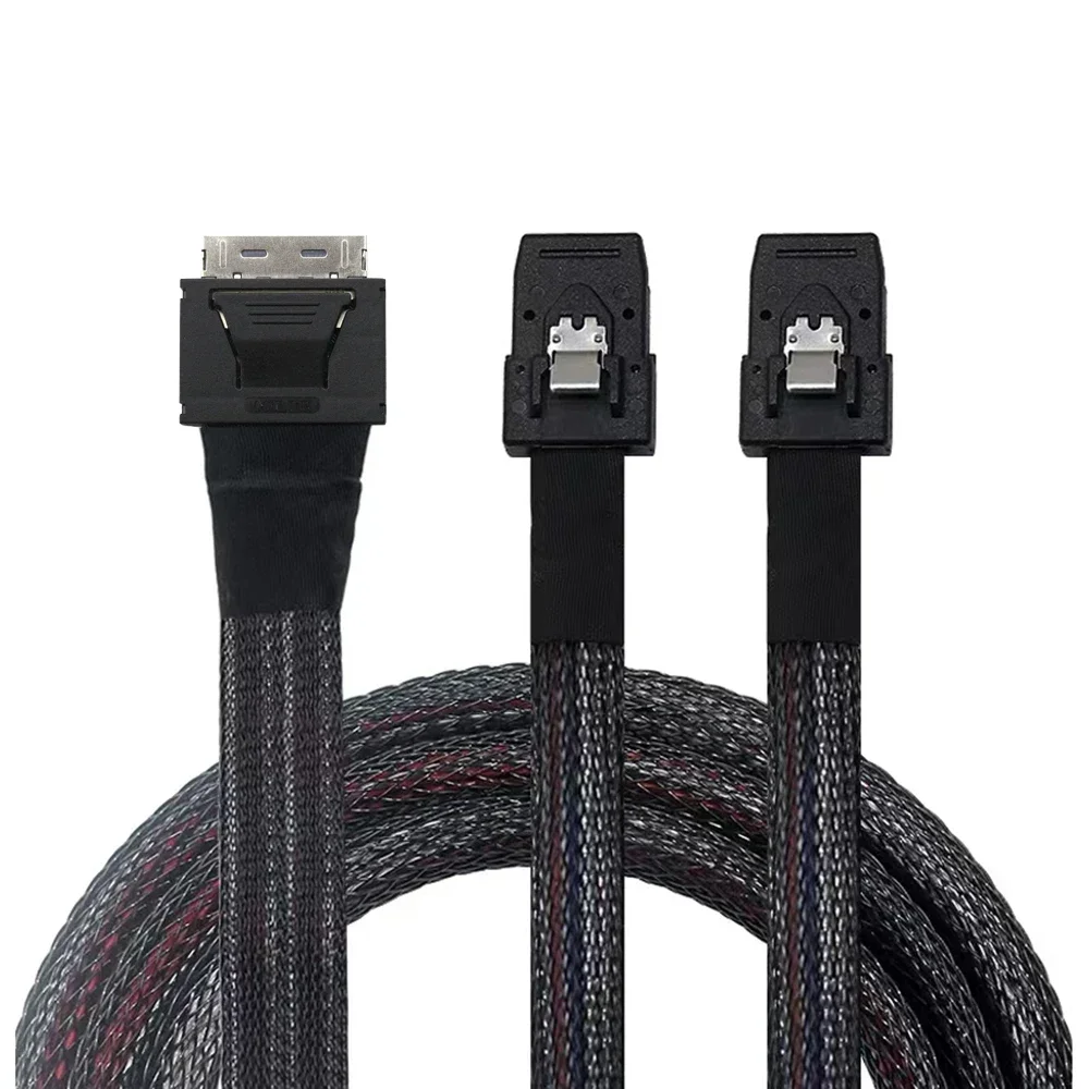 High-Speed Oculink PCIe SFF-8611 to Dual 8I SAS SFF-8087 Cable Bundle for Servers
