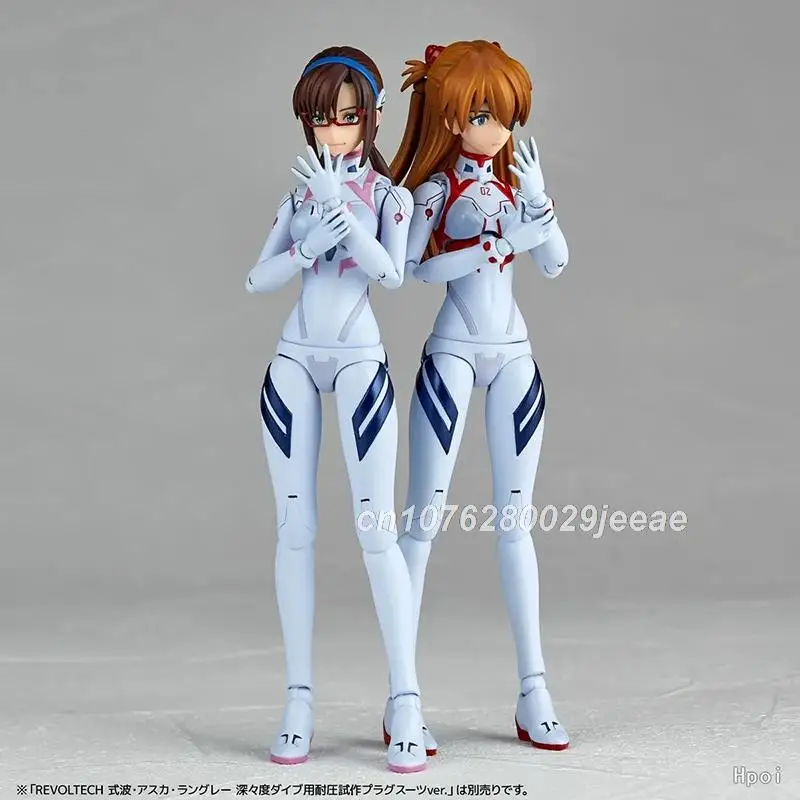 Revoltech Yamaguchi EVA Soryu Asuka Anime Figuur 16 cm Kaiyodo Asuka Figuur Kawaii Action Figure Twin Sexy Krullend Harige Meisje pop