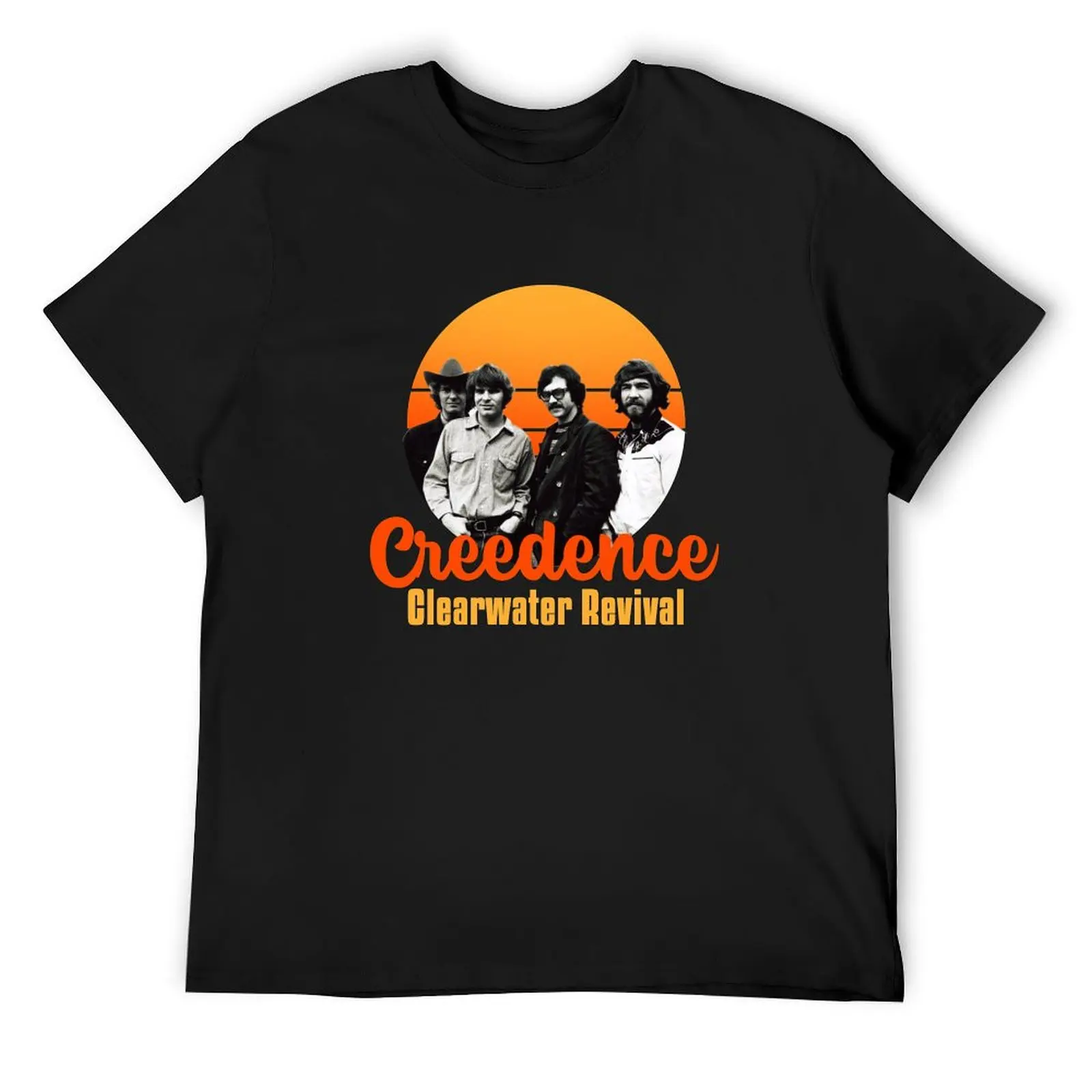 

Creedence Clearwater Revival винтажная футболка с дизайном заката, хлопковые футболки с рисунком, футбольная футболка, простые черные футболки для мужчин