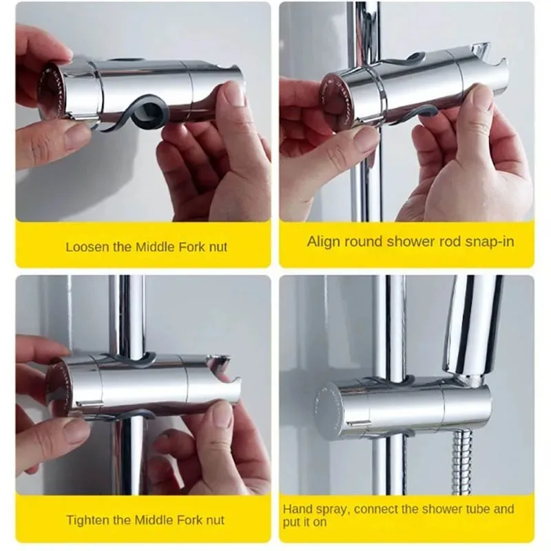 Image 5: Support de pomme de douche universel réglable 18 ~ 25mm, support de Rail de douche chromé ABS, accessoires de salle de bains, supports de montage de douche