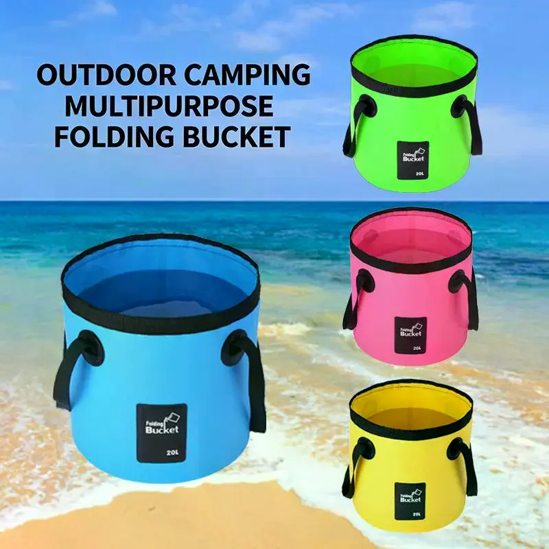 Portable Foldable Water Bucket Multifunctional Outdoor Camping Washing Bag Car Wash Bucket Collapsible Sink