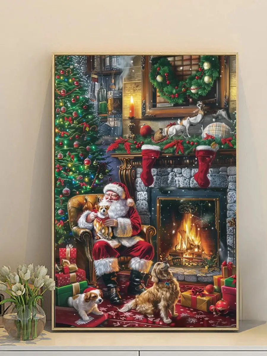 1 Set 40x60CM/15,7x23,6ch Weihnachtsmann Kreuzstich-Set DIY-Set 11CT/14CT Stickerei-Set Öko-Baumwollfaden ThreadLux – Detail 1