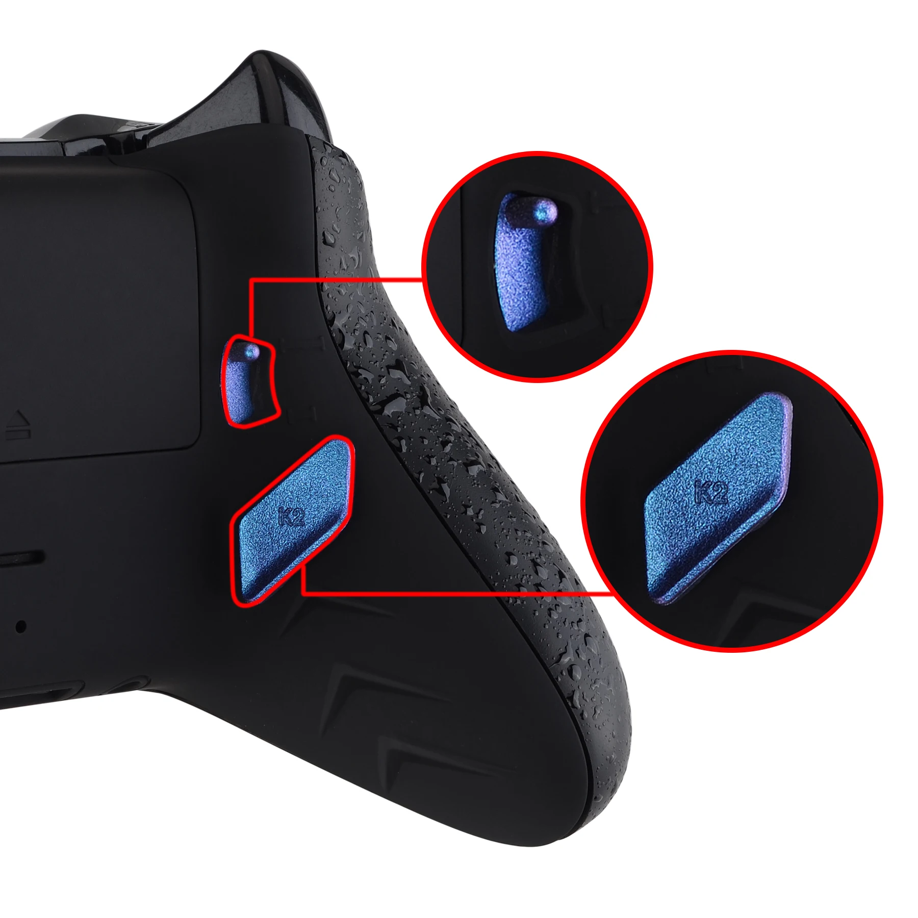 EXtremeRate-Kit de remappage et d'arrêt de certes pour manette Xbox One S X, boutons caméléon, violet, bleu brillant, palettes K1, K2, LOFTY