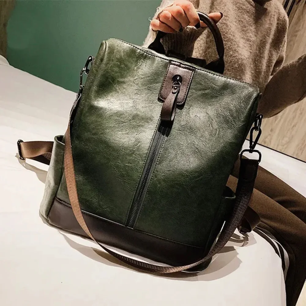 Fashion Women Leather Backpack Multifunction Leatherett Backpacks For Female Big Bookbag Travel Bag