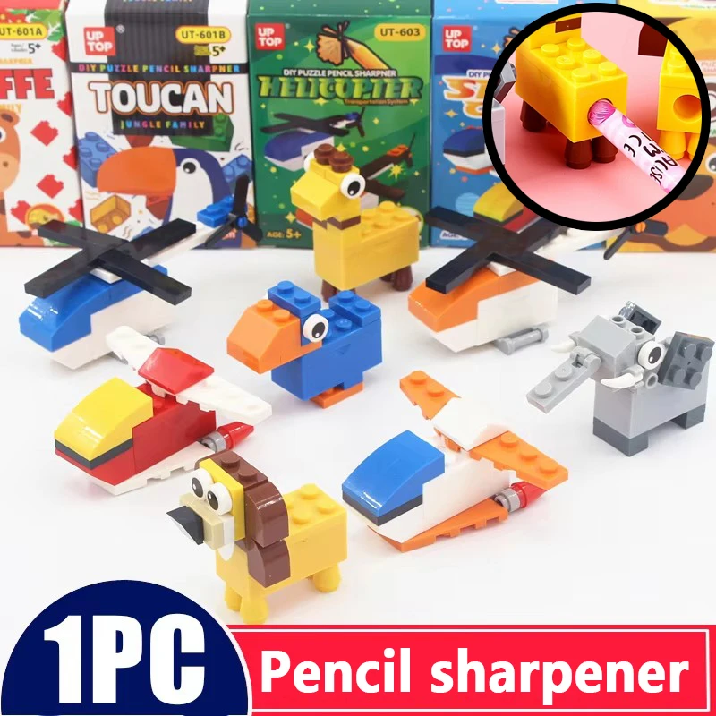 1p Building Blocks Pencil Sharpener Cartoon Plastic Children's Home Office And School Supplies Student Stationery Random Supply