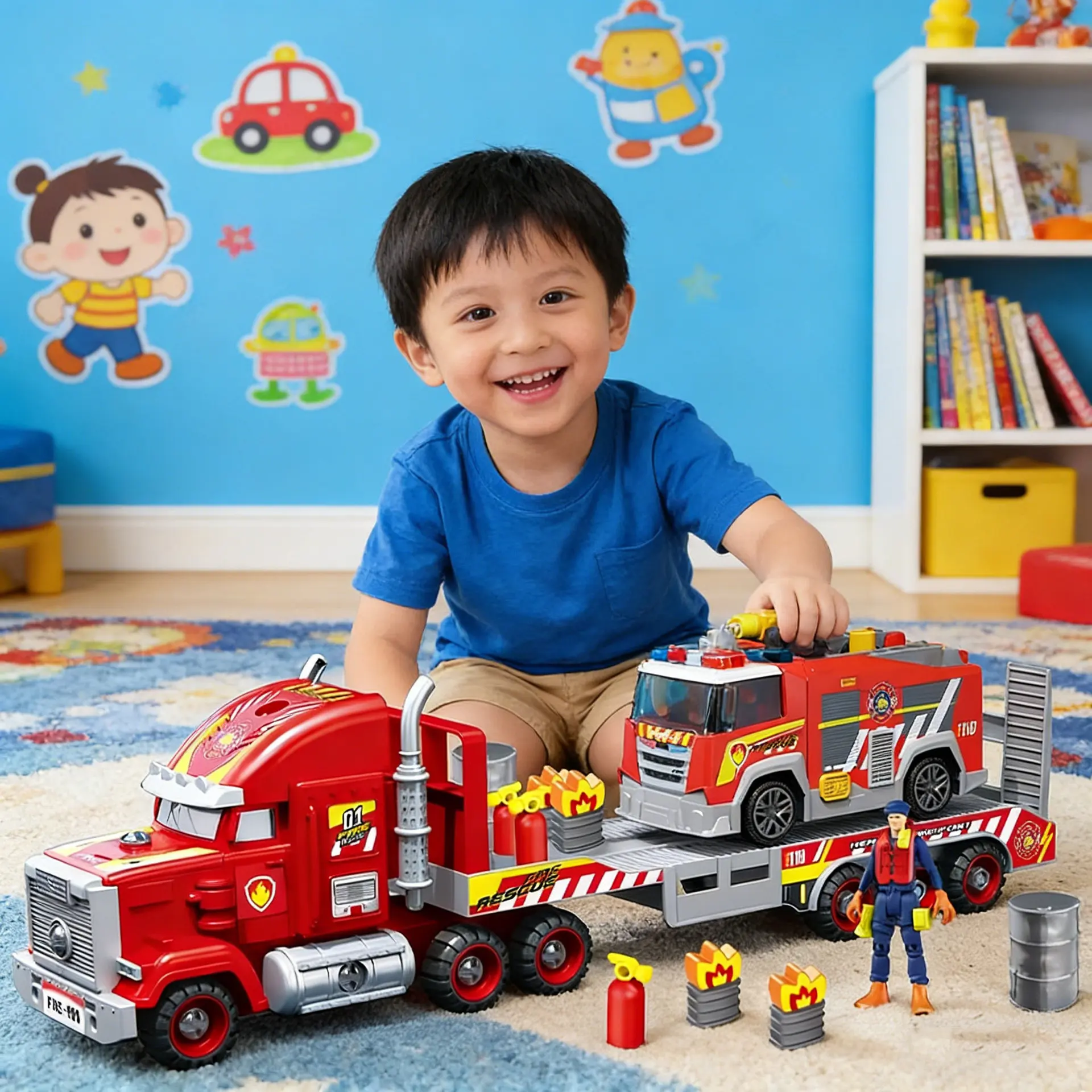 Realistic Garbage Truck Toy Set with Trash Can & STEM Learning Cards | 6+ Years Interactive Pull-Back Vehicle for Boys & Girls,