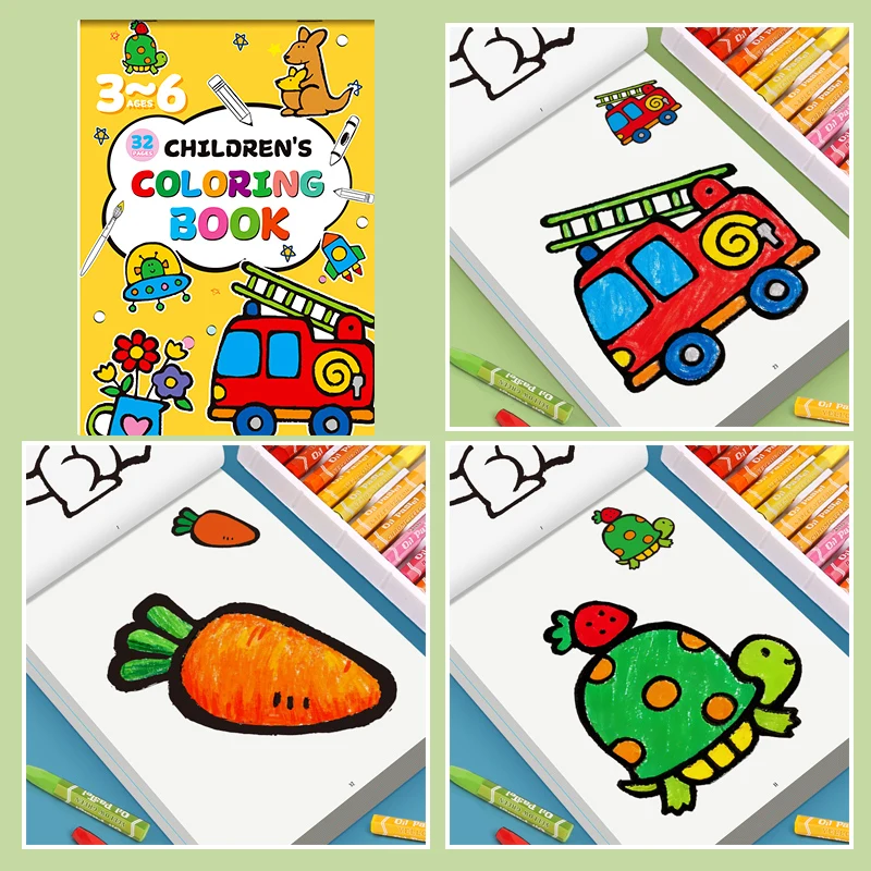 32 Pages Diverse Content Kids' Coloring Book Vibrant Animal & Nature Designs Drawing Workbook